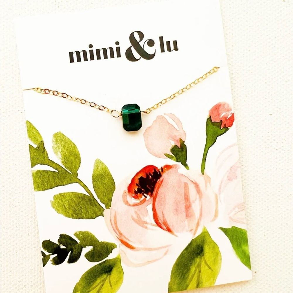 Swarovski Green Crystal Necklace, Gold Chain, NWT